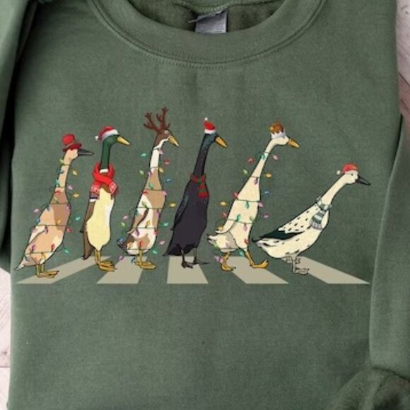 Christmas Ducks Sweatshirt Duck Christmas Funny Animals Christmas Sweatshirt 73 - Picture 2 of 5